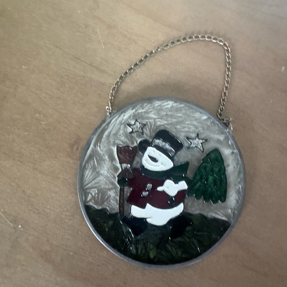 Festive Snowman Glass with Chain